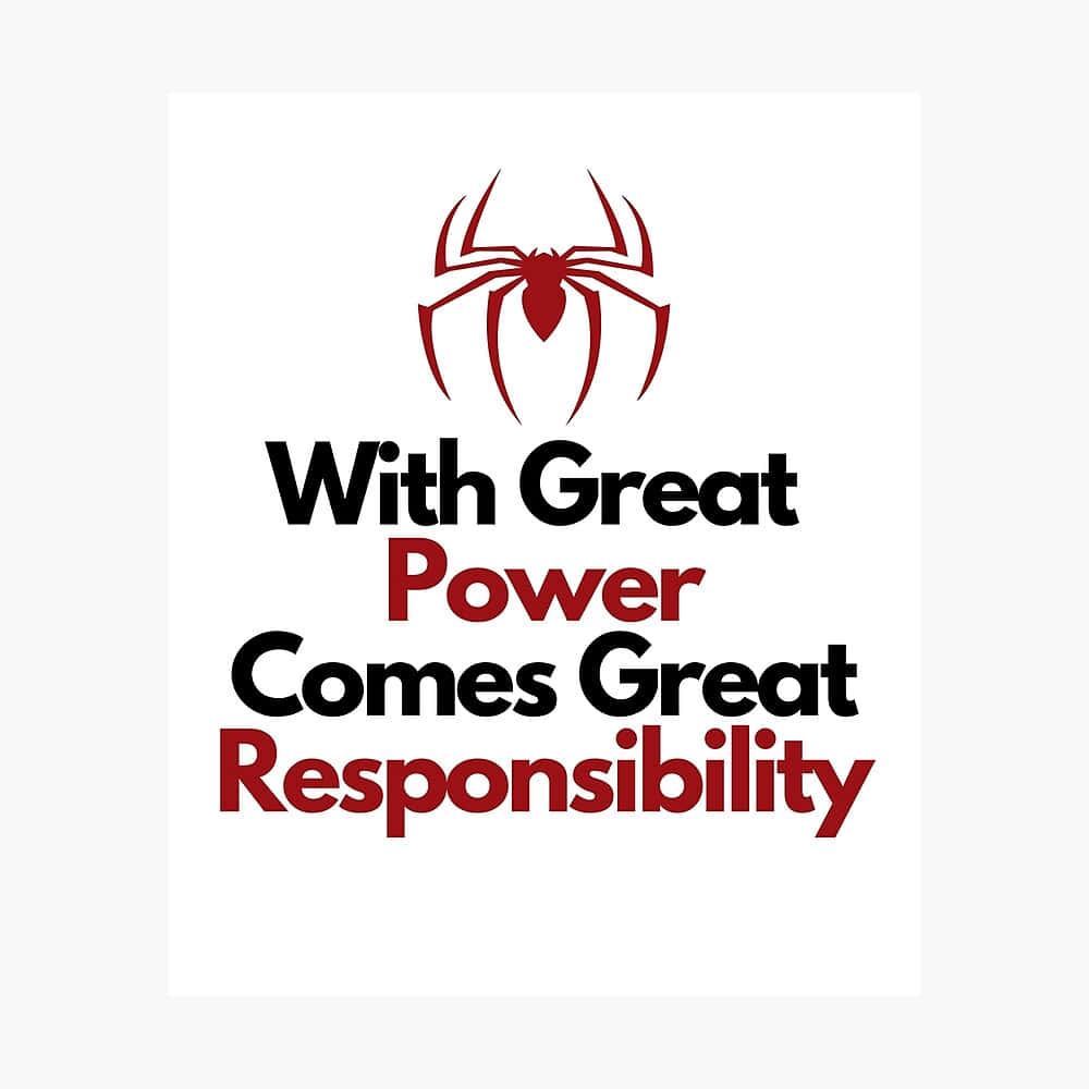 With Great Power Comes Great Responsibility, red spider logo, bold black and red letters, SD Desktop Wallpaper