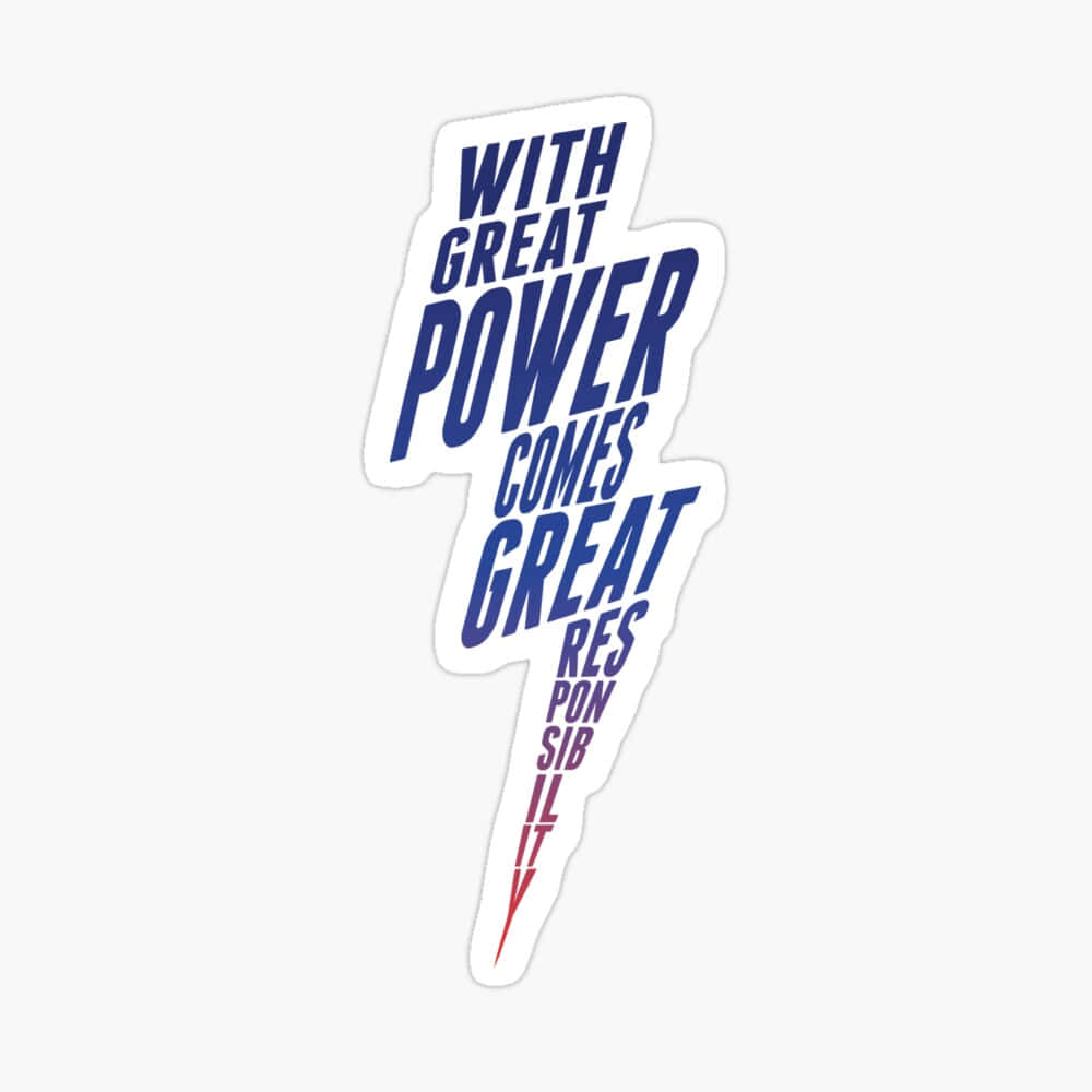 Great Power Great Responsibility, white lightning bolt, blue and red text, SD Desktop Wallpaper
