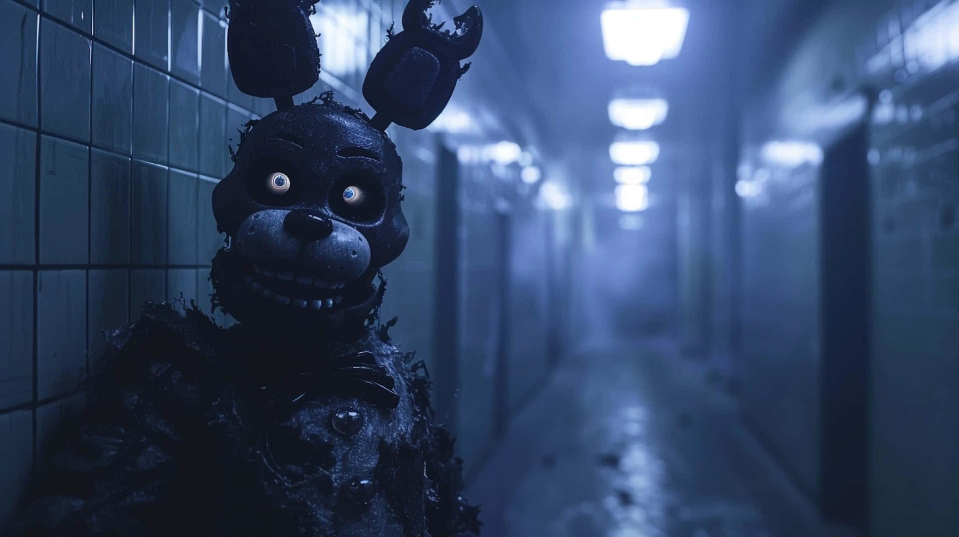 Withered Bonnie, animatronic bunny, glowing eyes, Full HD Desktop Wallpaper
