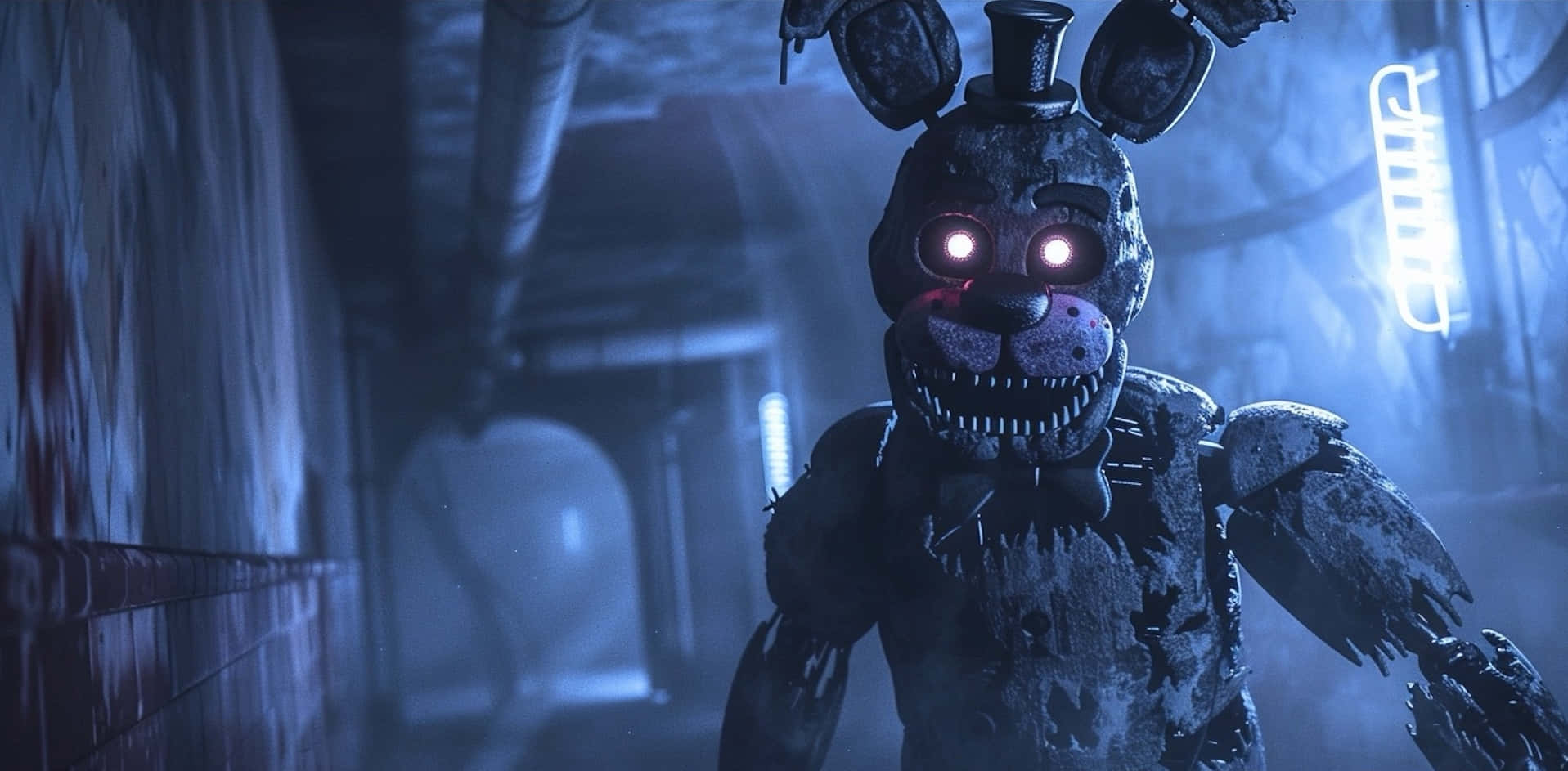Withered Bonnie, F Na F, glowing red eyes, HD Desktop Wallpaper