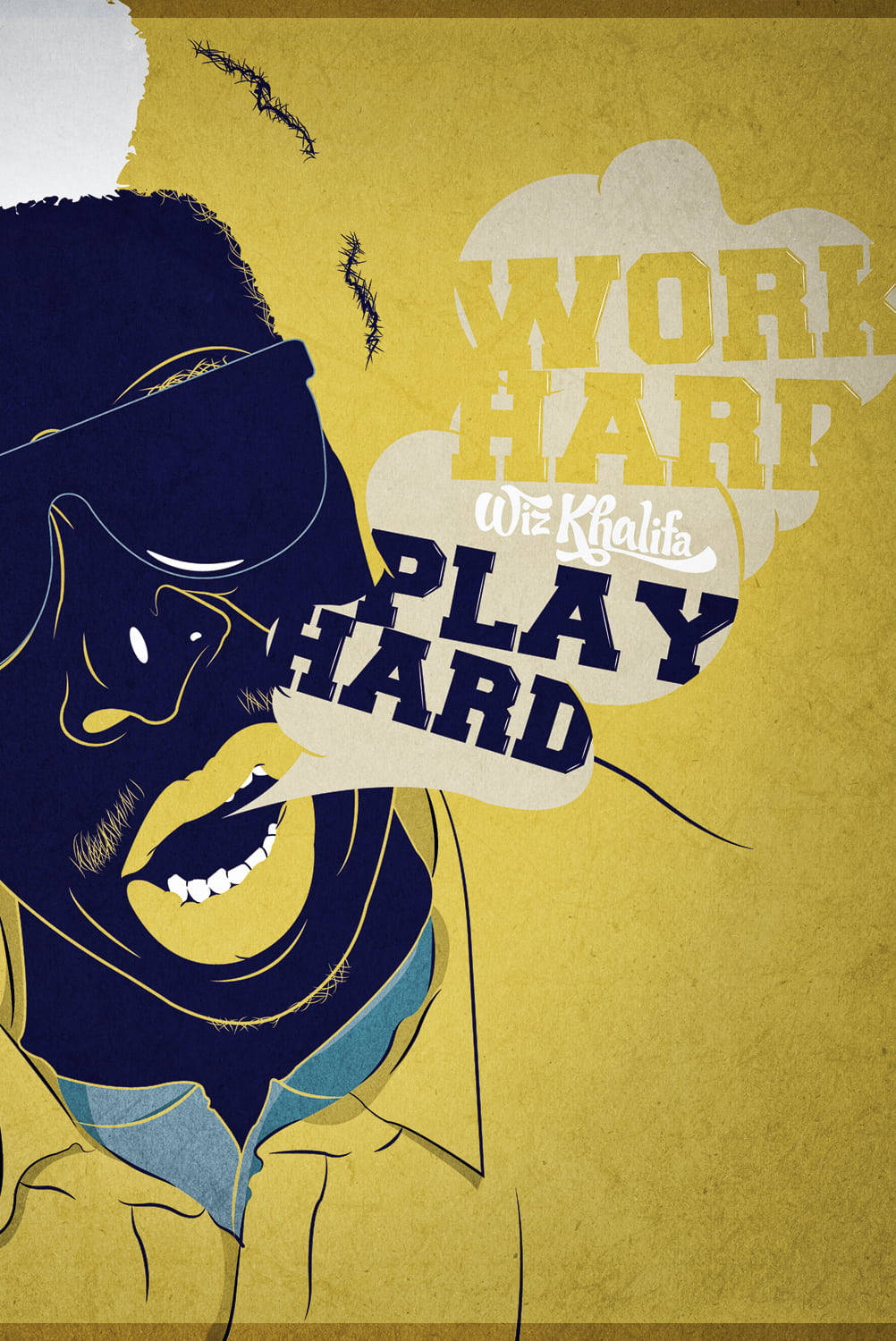 Wiz Khalifa, WORK HARD PLAY HARD, stylized speech bubbles, HD Phone Wallpaper