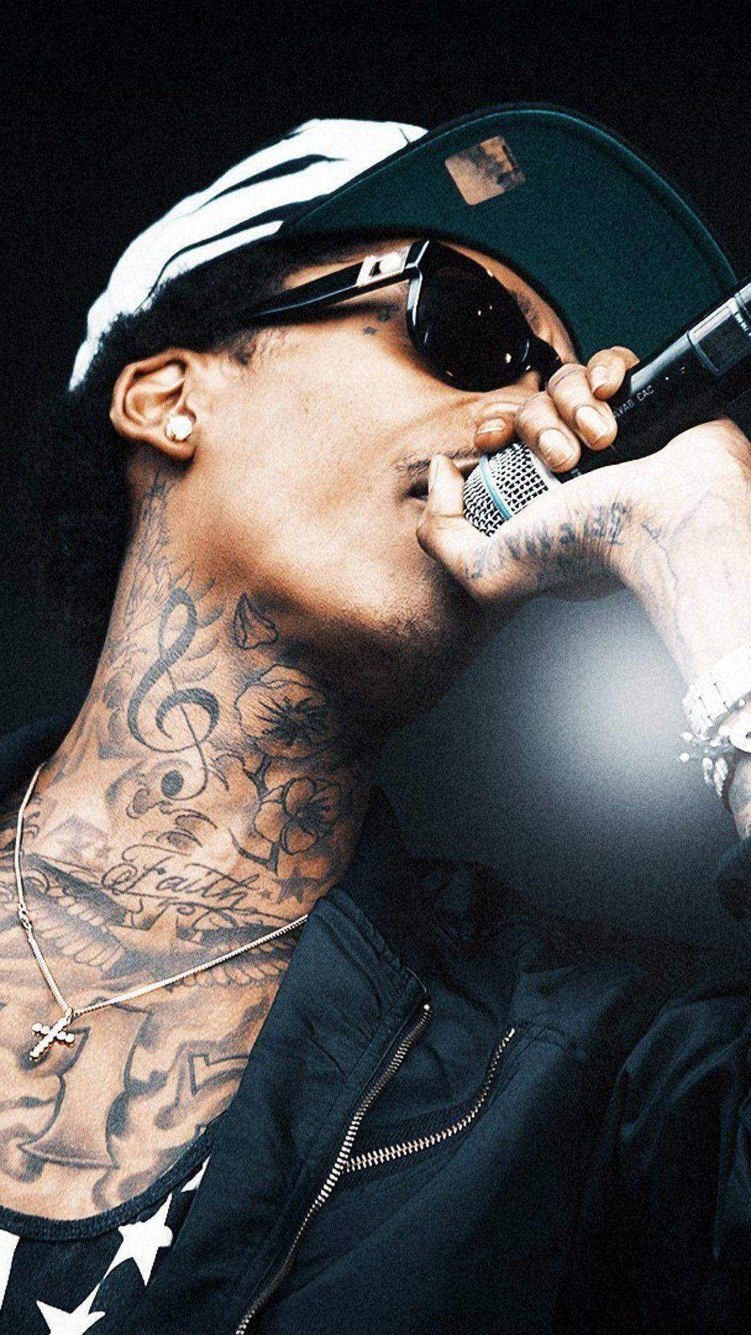 Wiz Khalifa, mic, cap, Full HD Phone Wallpaper