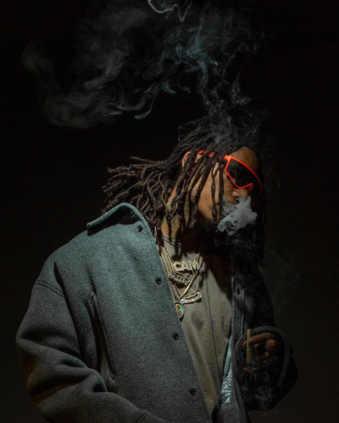 Wiz Khalifa, dreadlocks, red glasses, HD Phone Wallpaper