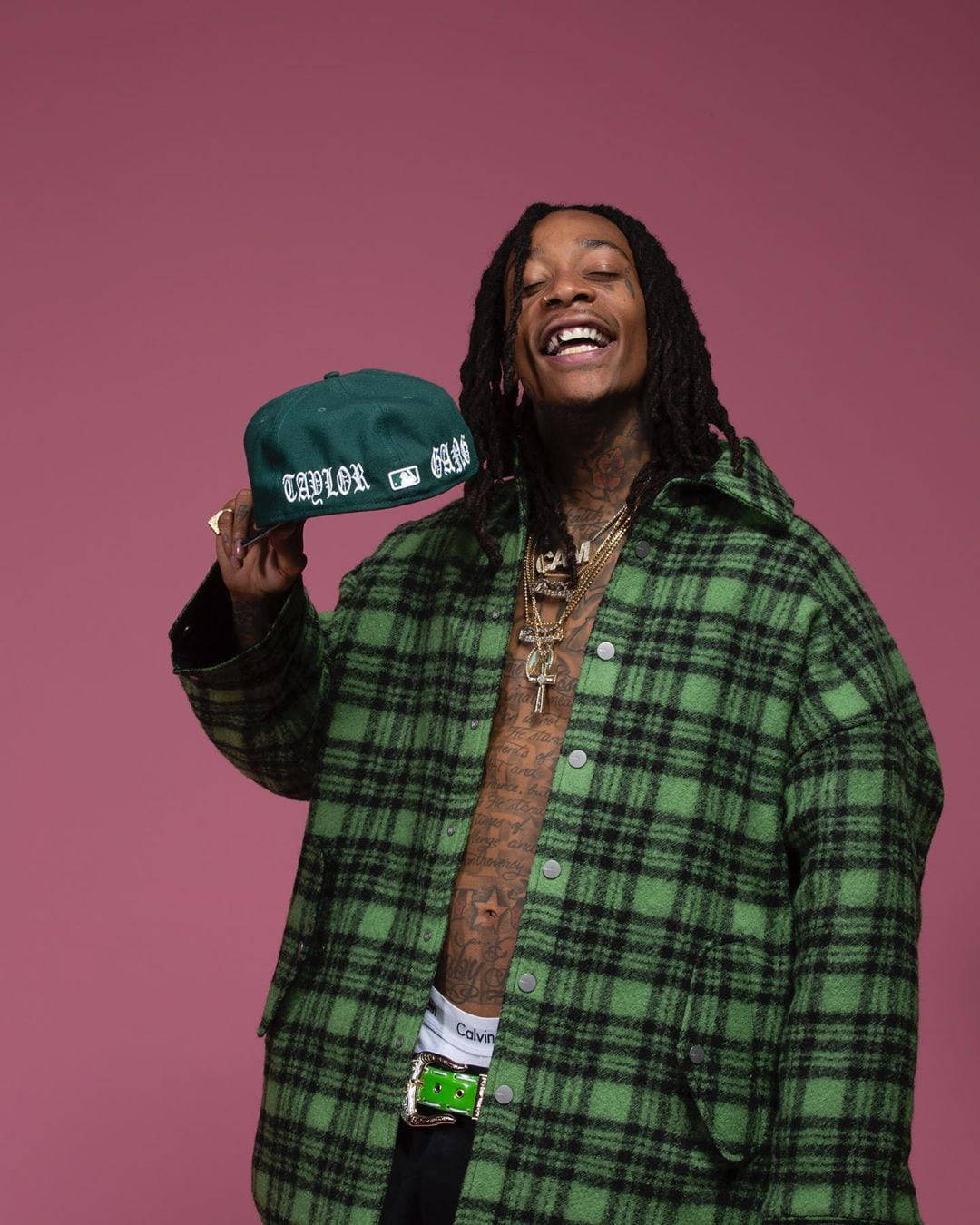 Wiz Khalifa, dreadlocks, green plaid shirt, HD Phone Wallpaper