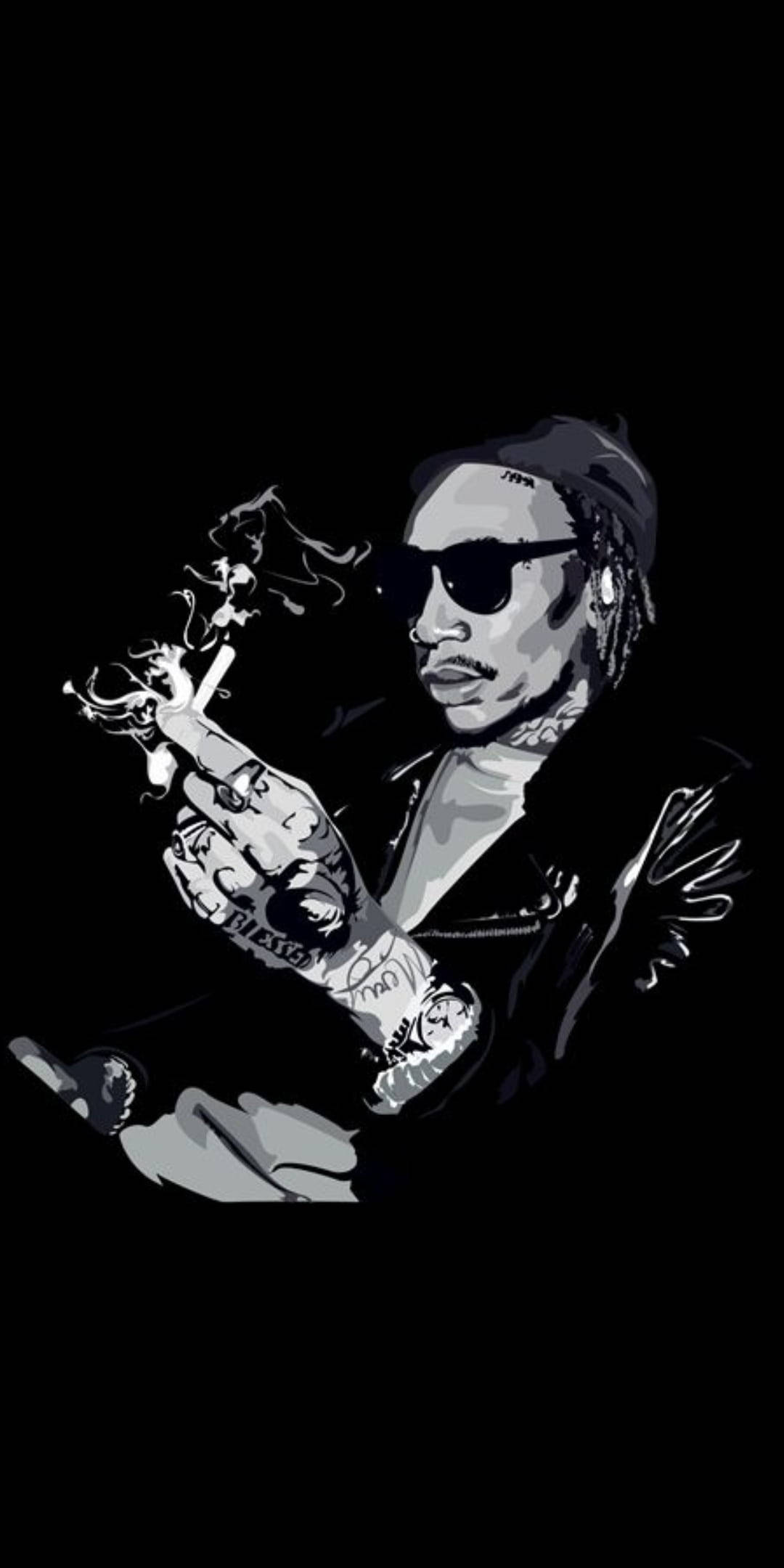 Wiz Khalifa, tattooed man, sunglasses, Full HD Phone Wallpaper