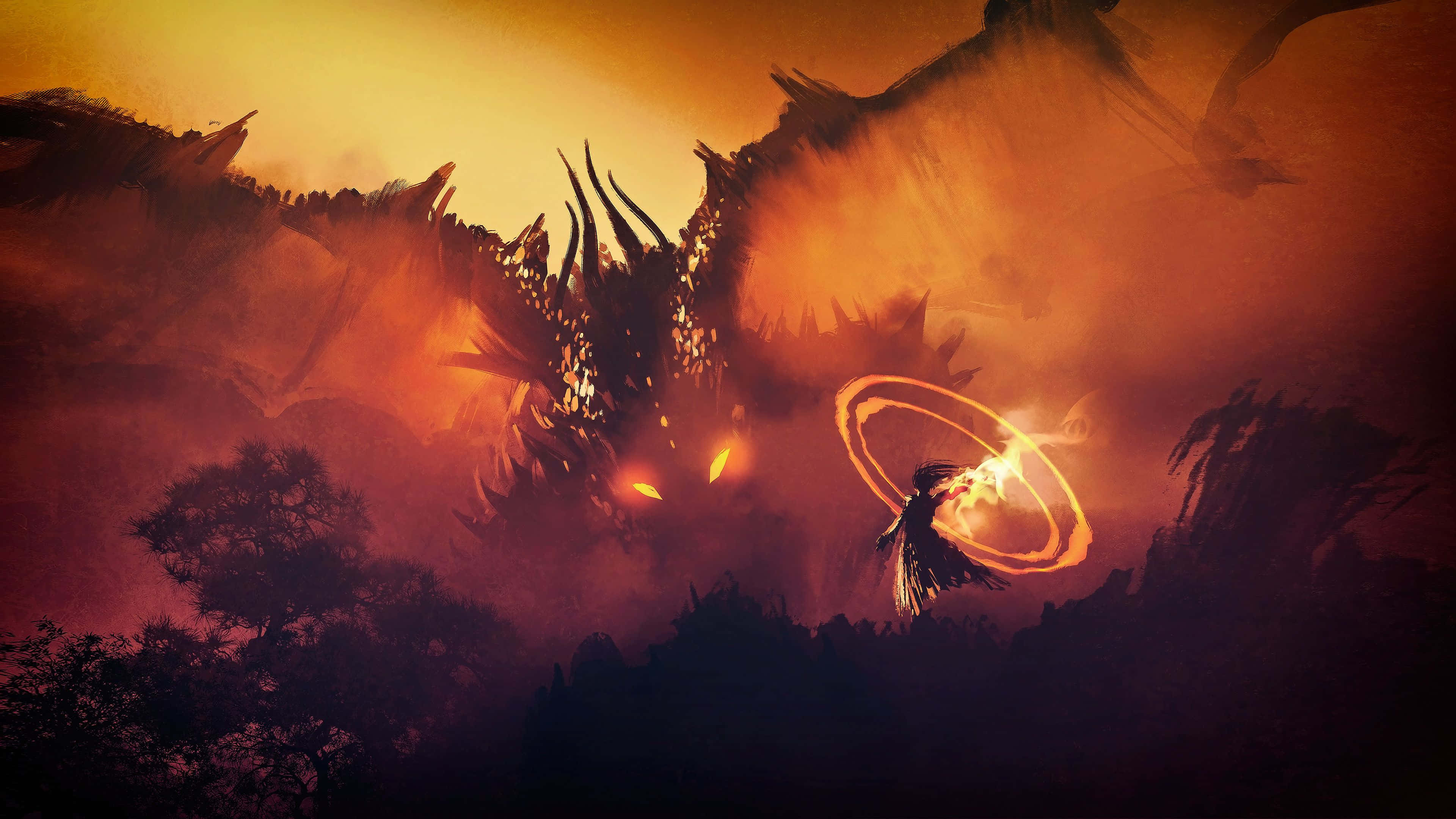 Wizardry, 3840 x 2160, fiery spell, 4K Desktop Wallpaper