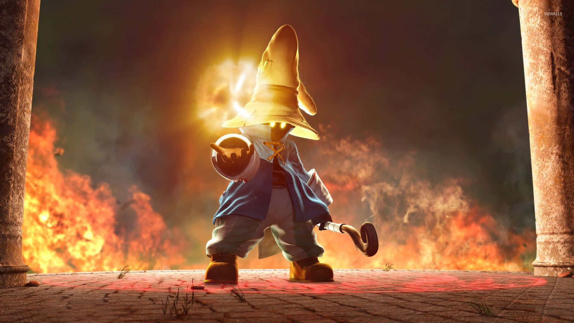 Wizardry, tall hat, stone pillars, Full HD Desktop Wallpaper