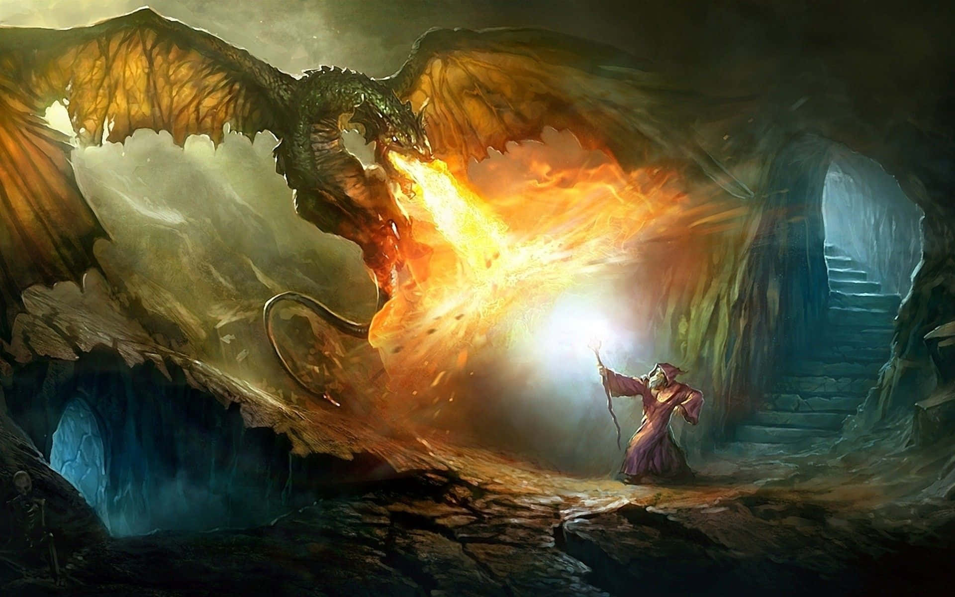 Wizardry, wizard, cave, Full HD Desktop Wallpaper