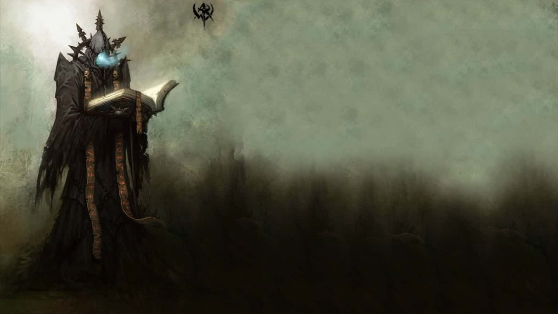 Wizardry, dark-robed sorcerer, spiked crown, Full HD Desktop Wallpaper