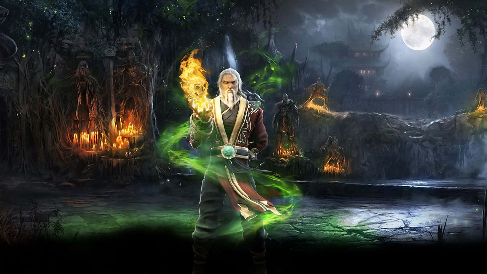 Wizardry, elderly wizard, white hair, Full HD Desktop Wallpaper