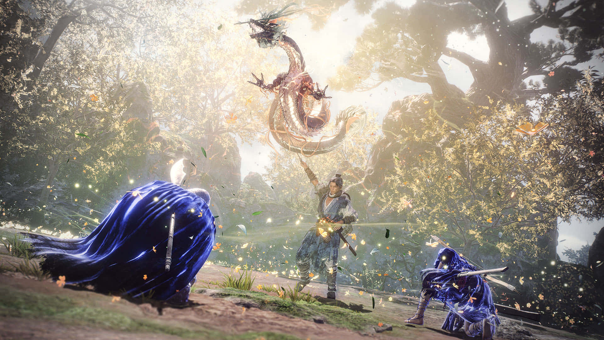 Wo Long Fallen Dynasty, blue cloaks, glowing dragon, Full HD Desktop Wallpaper