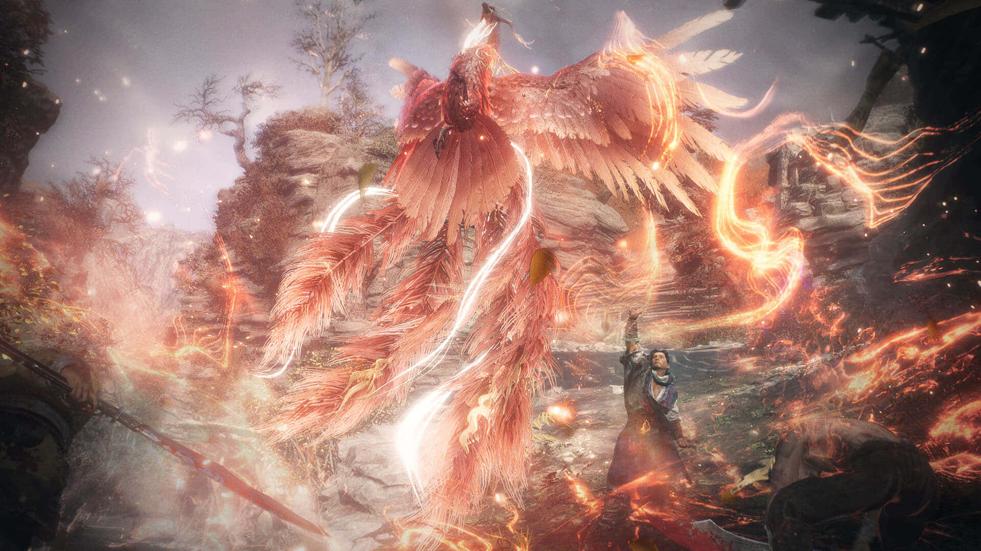 Wo Long Fallen Dynasty, fiery phoenix, rocky landscape, Full HD Desktop Wallpaper