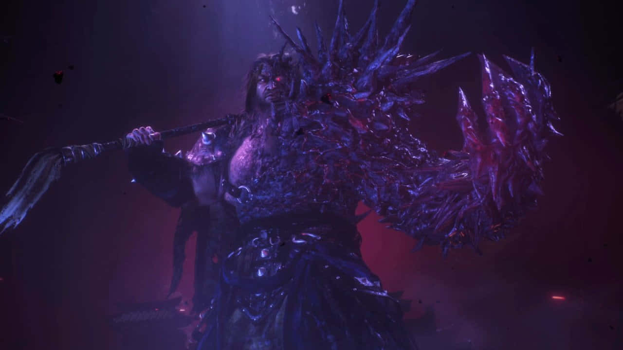 Wo Long Fallen Dynasty, glowing red eyes, jagged crystalline armor, HD Desktop Wallpaper