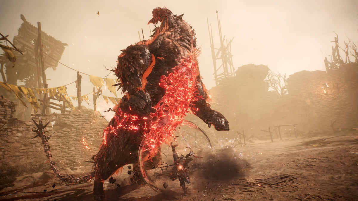 Wo Long Fallen Dynasty, monstrous fiery beast, glowing red veins, SD Desktop Wallpaper