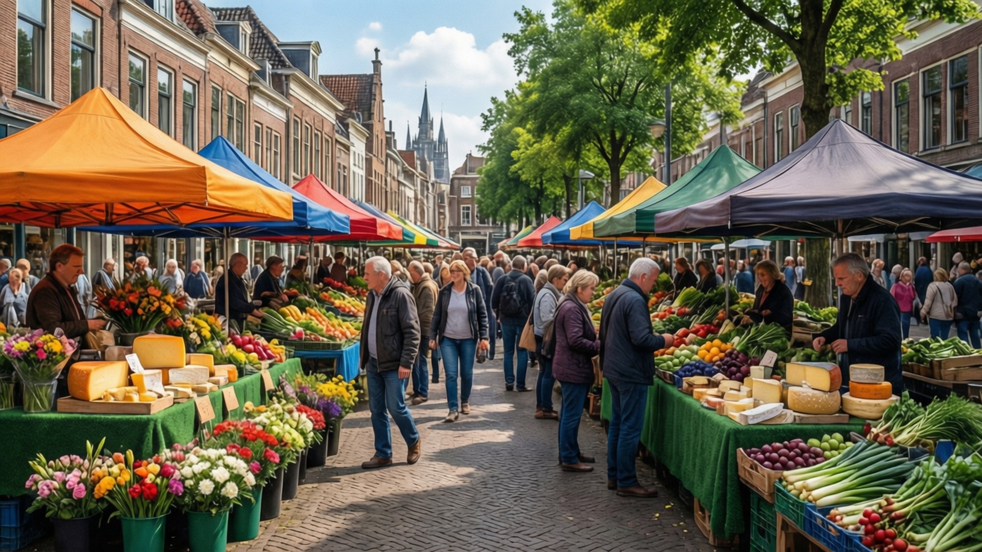 Woerden, market day, outdoor market, Full HD Desktop Wallpaper