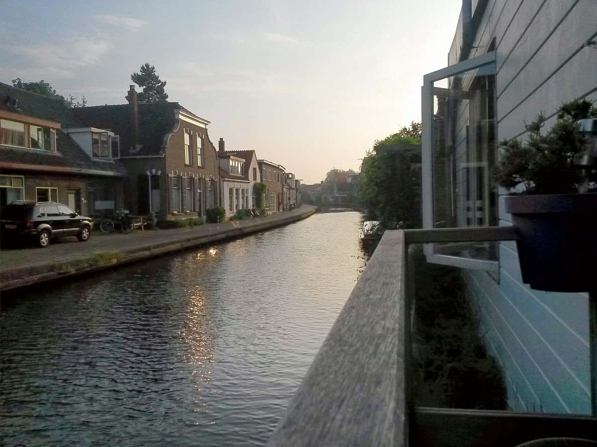 Woerden, canal, dusk, SD Desktop Wallpaper