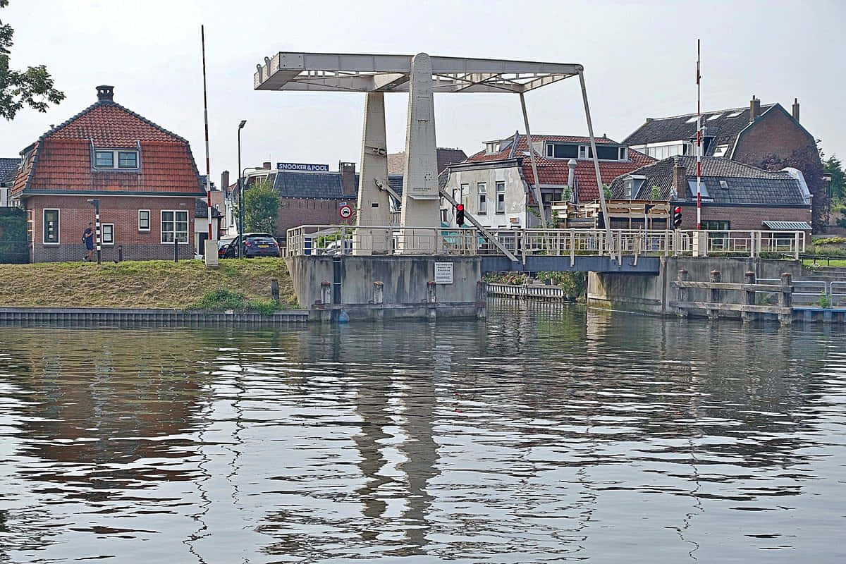 Woerden, drawbridge, waterway, SD Desktop Wallpaper