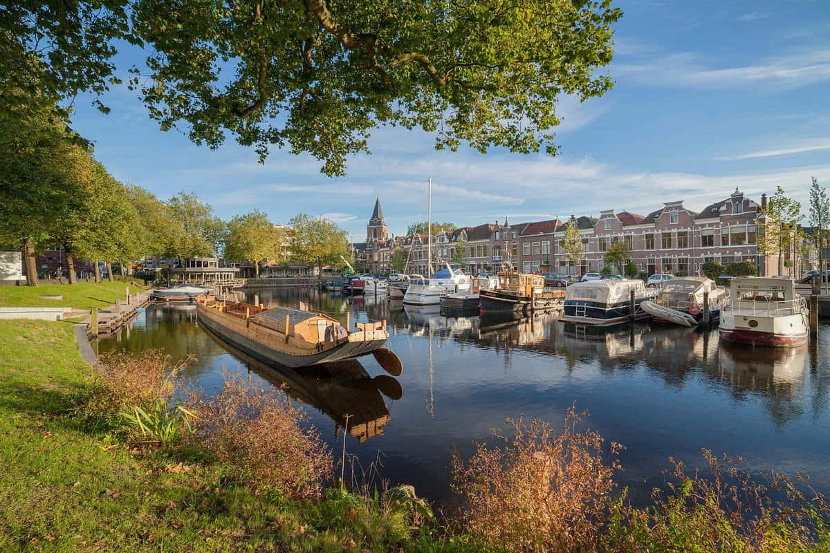 Woerden, harbor, canal, SD Desktop Wallpaper
