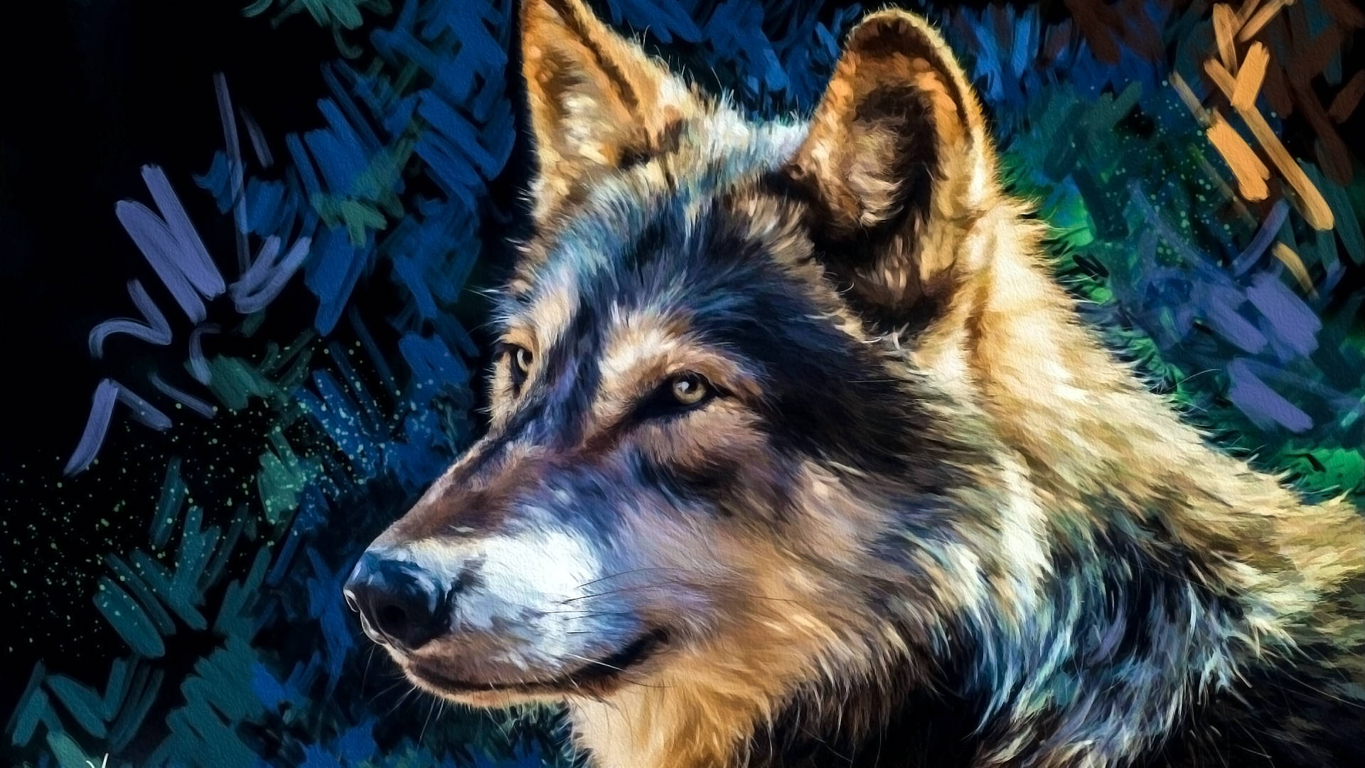 wolf, golden eyes, detailed fur, Full HD Desktop Wallpaper