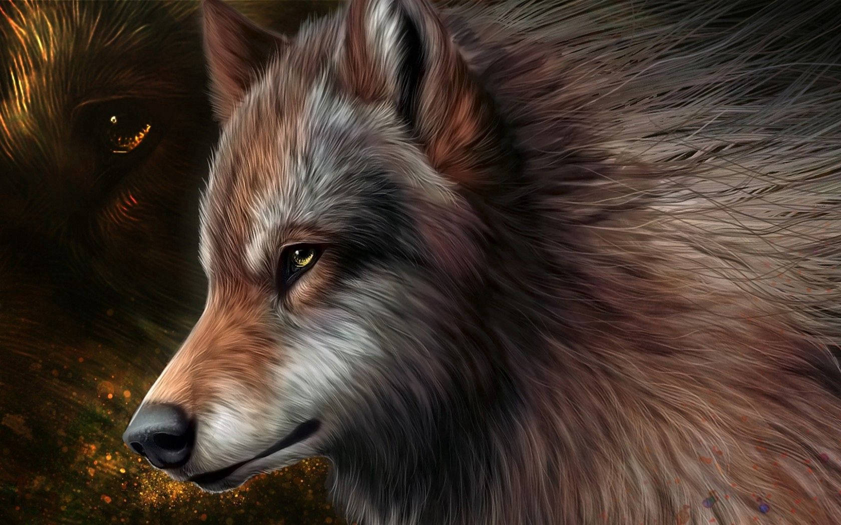 The Grandeur of Nature: The Lone Wolf, golden eyes, detailed fur, HD Desktop Wallpaper