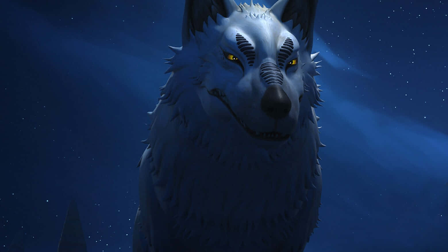 wolf art, white wolf, glowing yellow eyes, HD Desktop Wallpaper