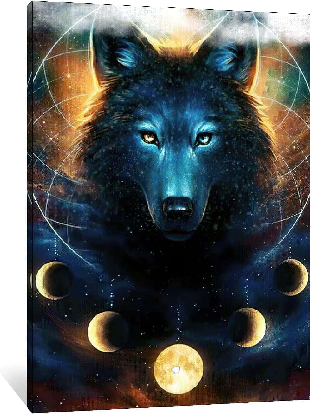 wolf art, blue wolf, glowing eyes, HD Phone Wallpaper