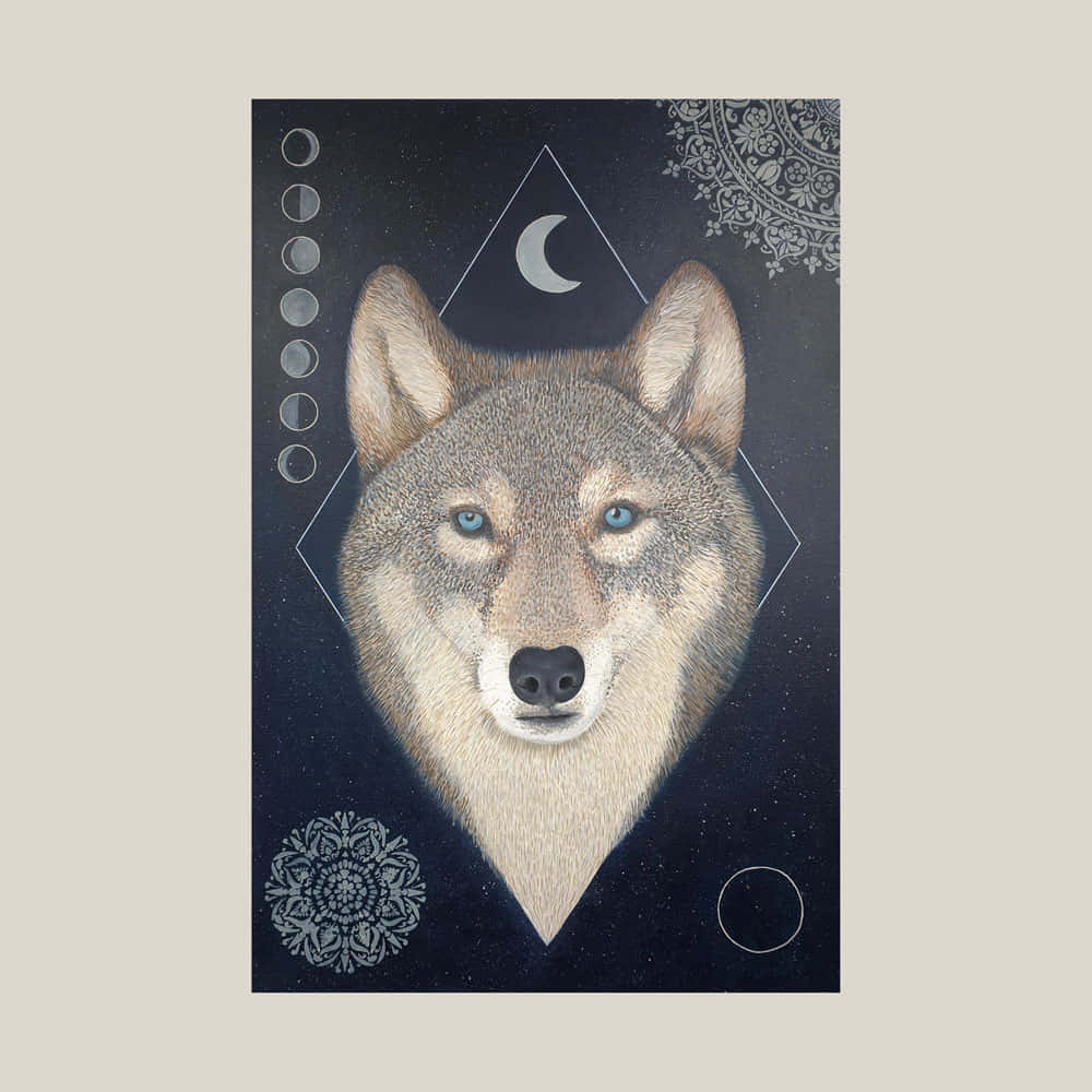 wolf art, piercing blue eyes, diamond, SD Desktop Wallpaper