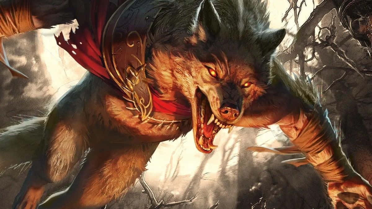 wolf attack, werewolf, glowing orange eyes, SD Desktop Wallpaper