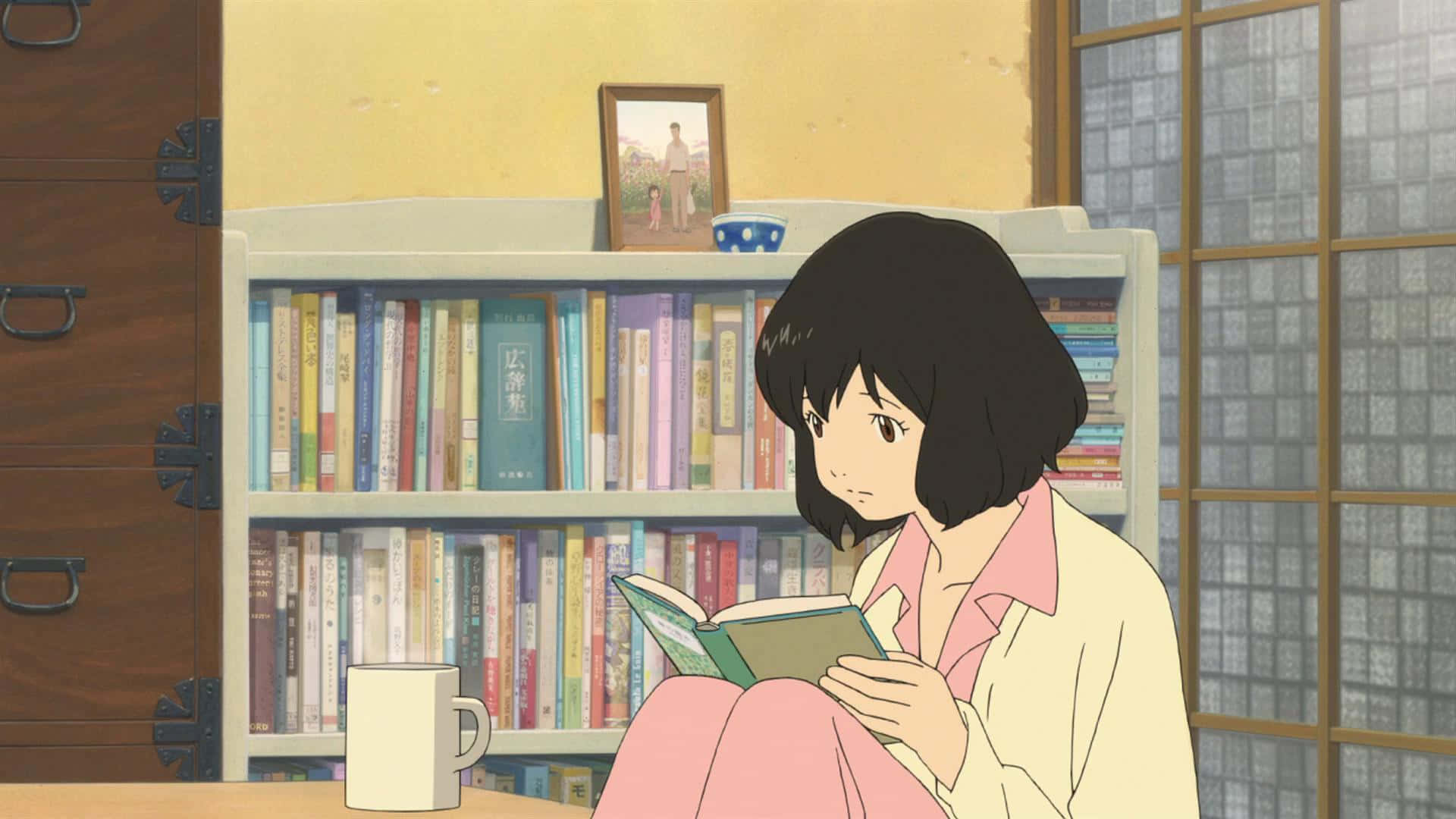 Wolf Children, full moon, cozy room, Full HD Desktop Wallpaper
