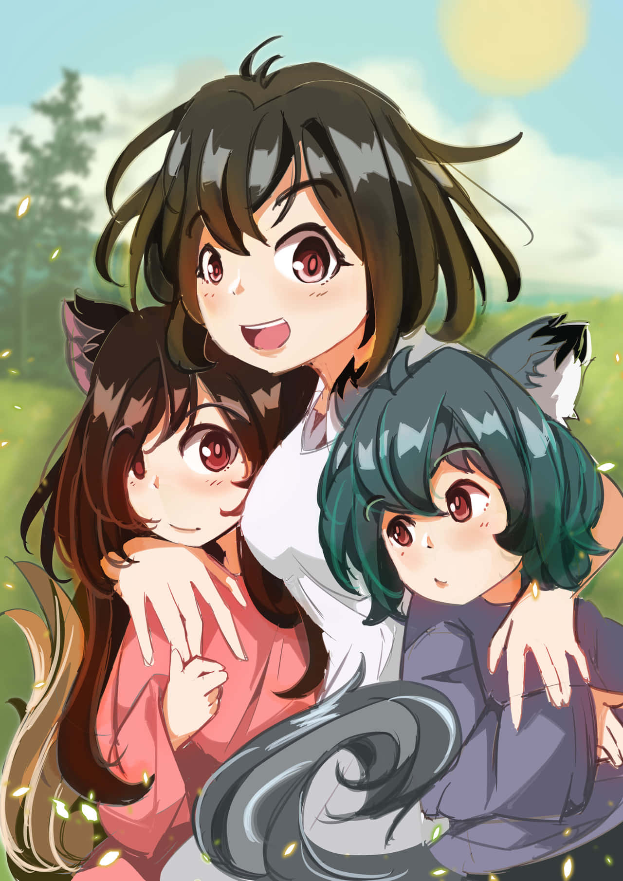 Wolf Children, anime girls, cat ears, HD Phone Wallpaper