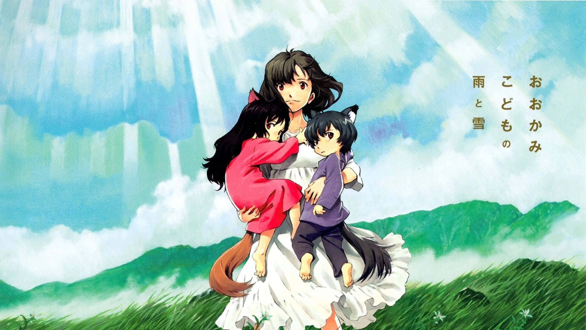 Wolf Children, dark hair, fox ears, Full HD Desktop Wallpaper