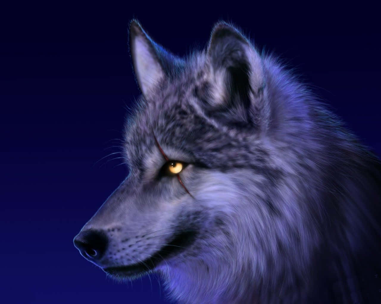 mystical wolf, glowing amber eyes, crimson scar, HD Desktop Wallpaper