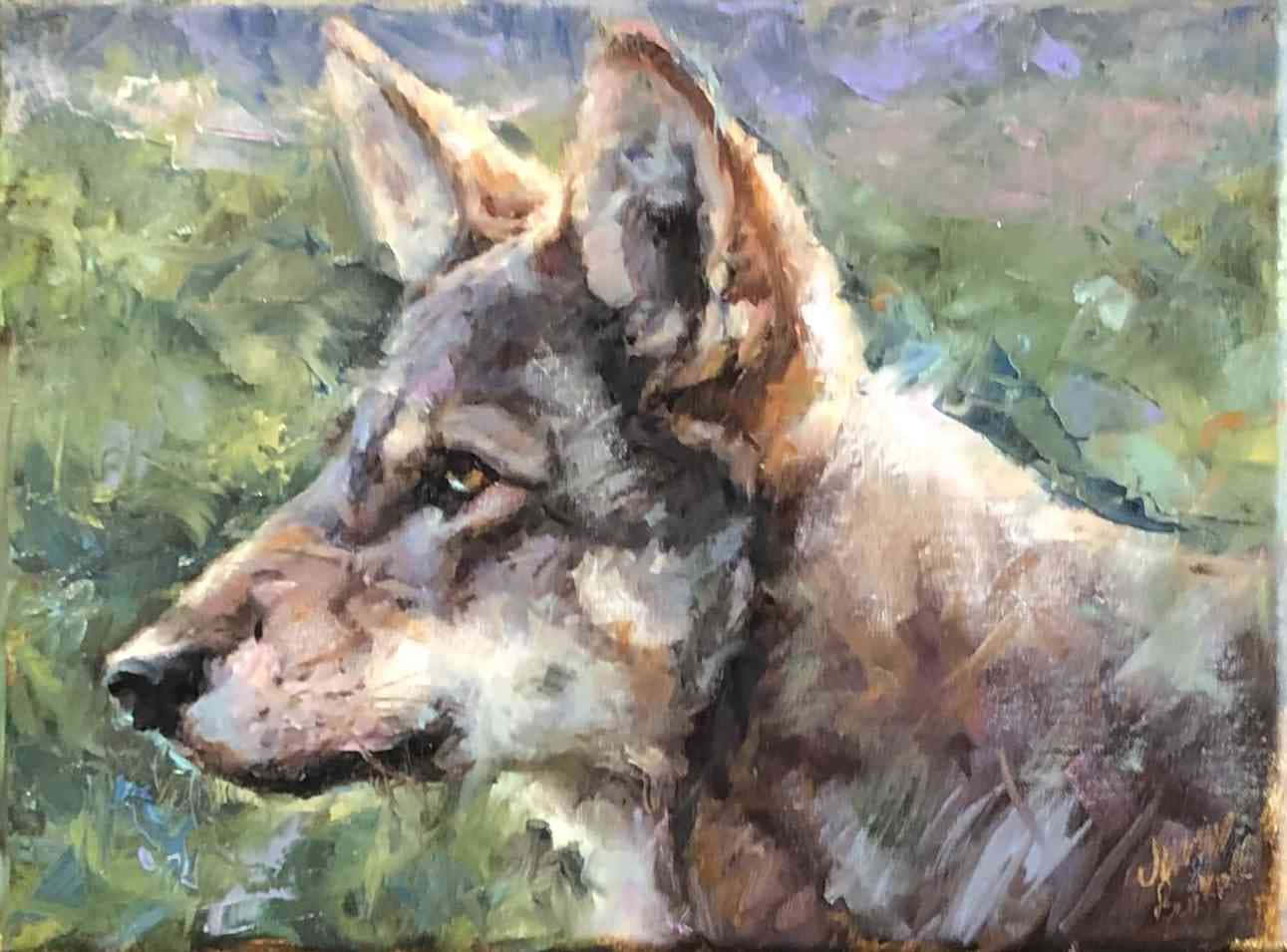 wolf, painted portrait, profile, HD Desktop Wallpaper