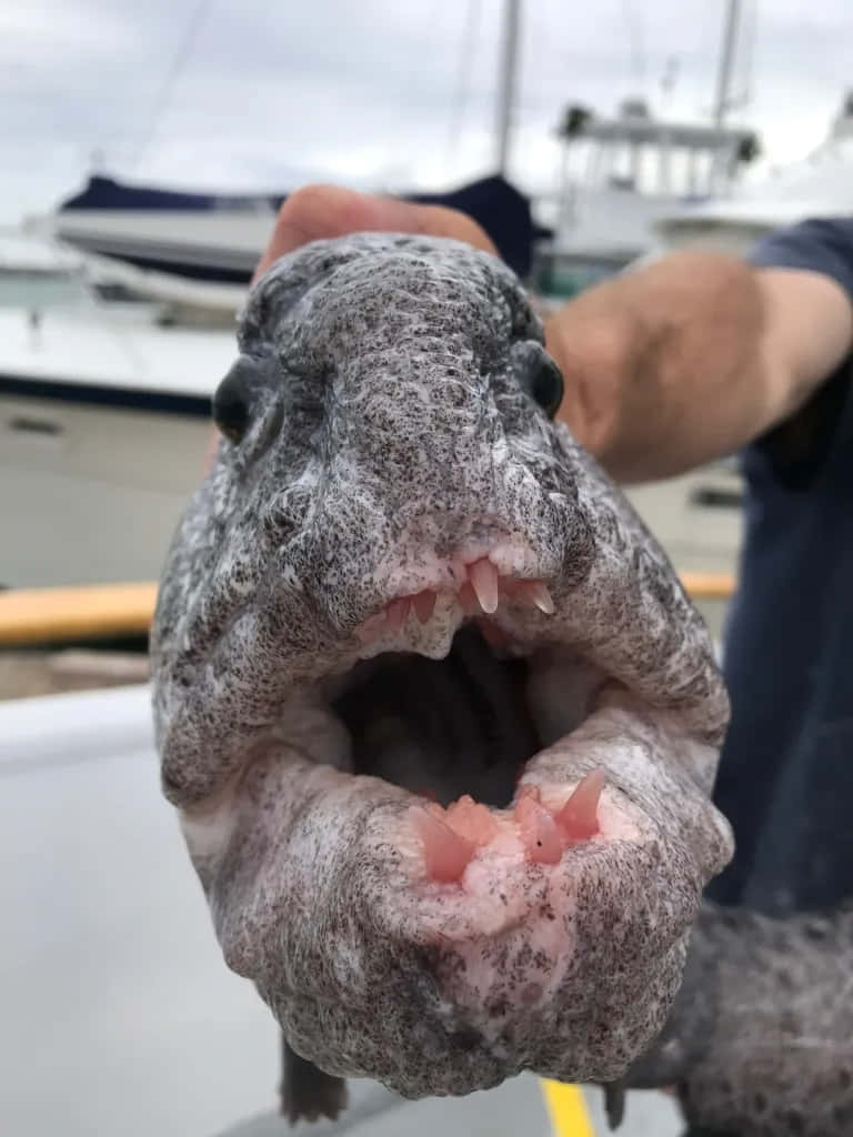 Wolf Eel, spotted fish, sharp teeth, SD Phone Wallpaper