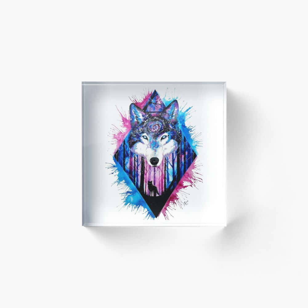 wolf, forest, cosmic patterns, SD Desktop Wallpaper