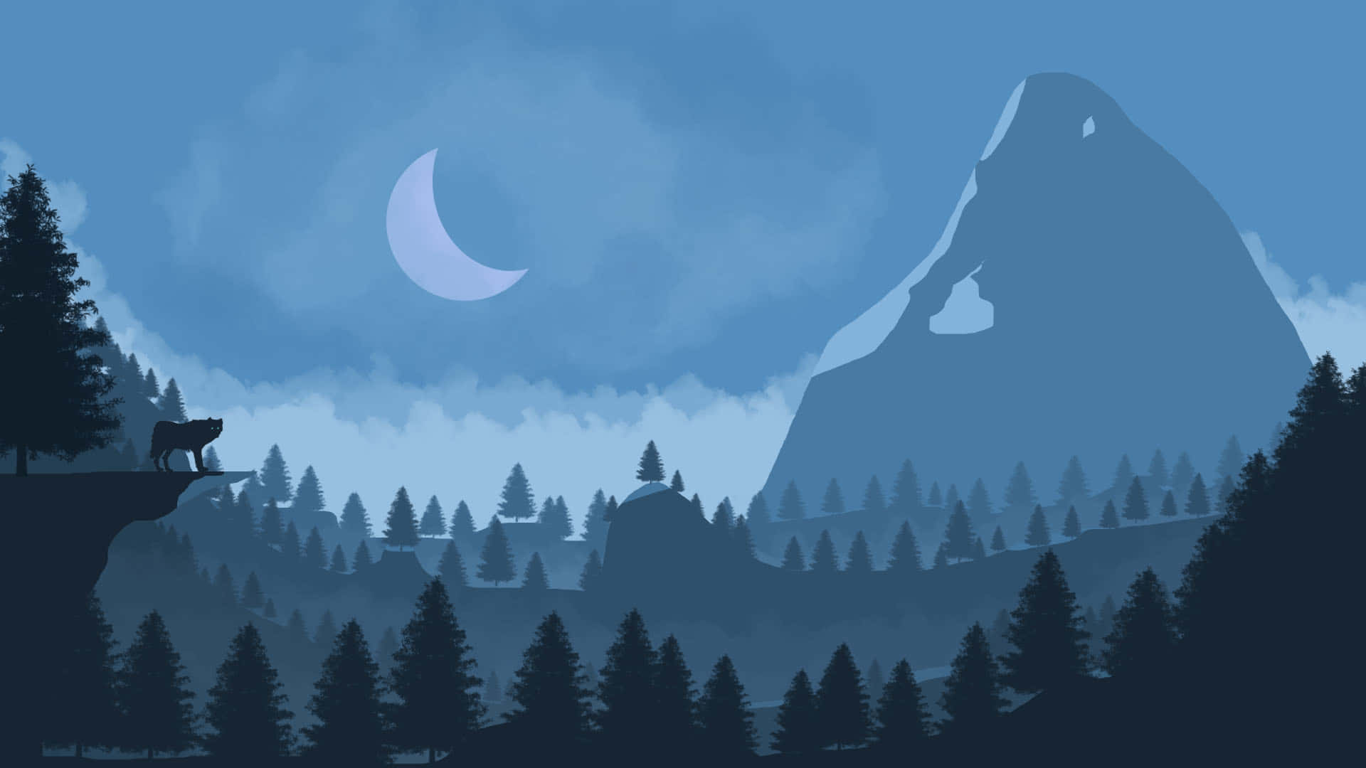 wolf, mountains, cliff, Full HD Desktop Wallpaper