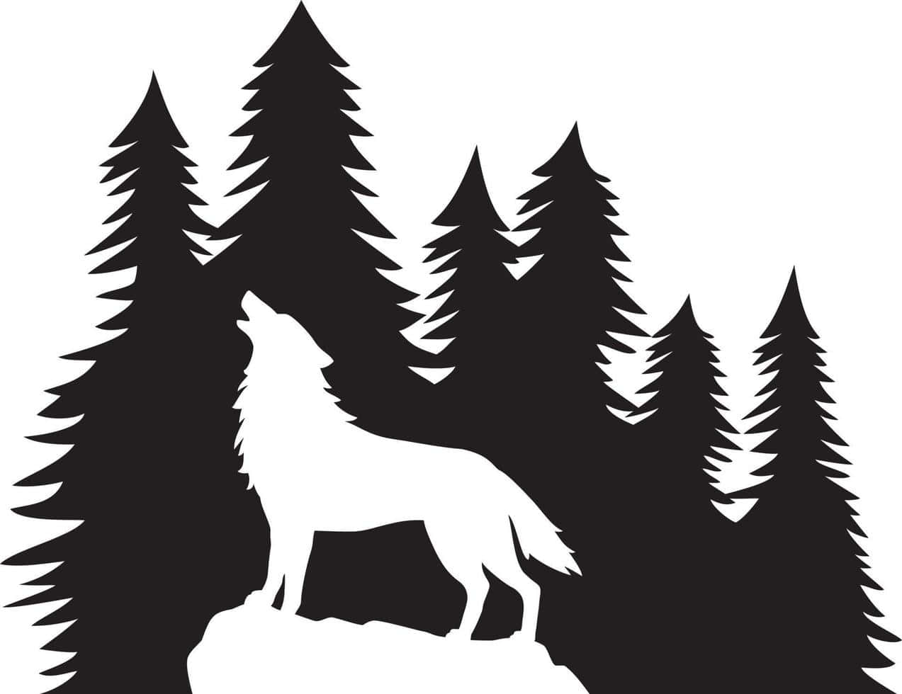 wolf in mountains, stark white wolf silhouette, rock, SD Desktop Wallpaper