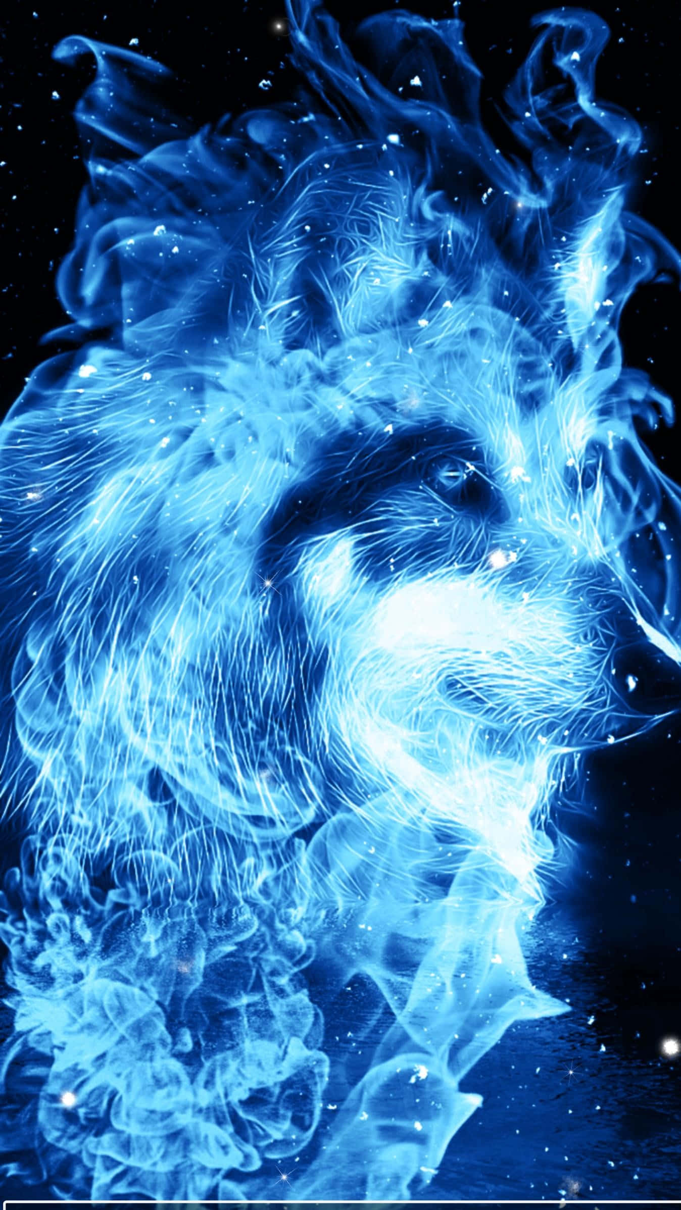 water and fire wolf, glowing blue wolf spirit, cosmic smoke, Full HD Phone Wallpaper