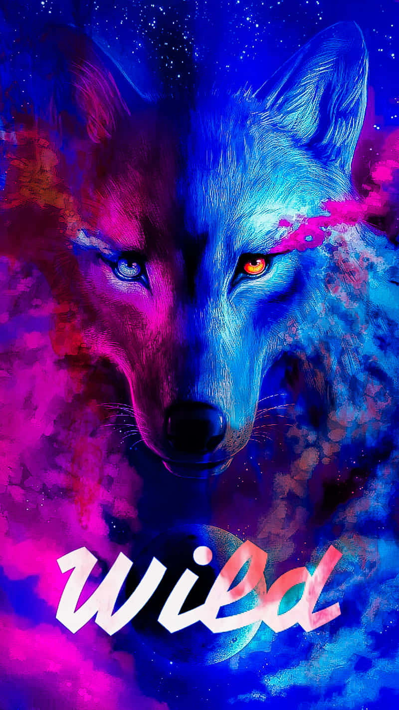 Pink Wolf, blue eye, red eye, HD Phone Wallpaper