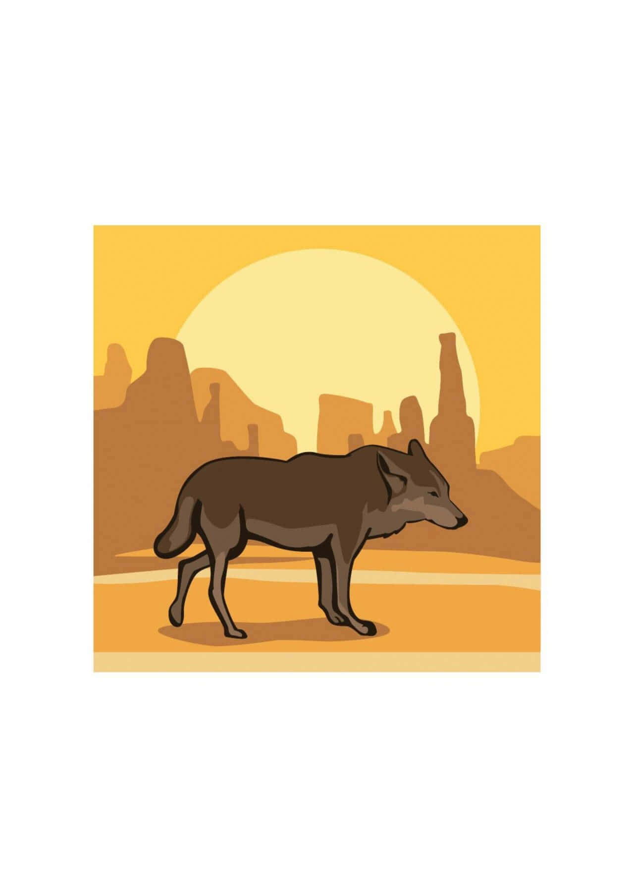 Wolf In Sunset, desert, giant sun, HD Phone Wallpaper