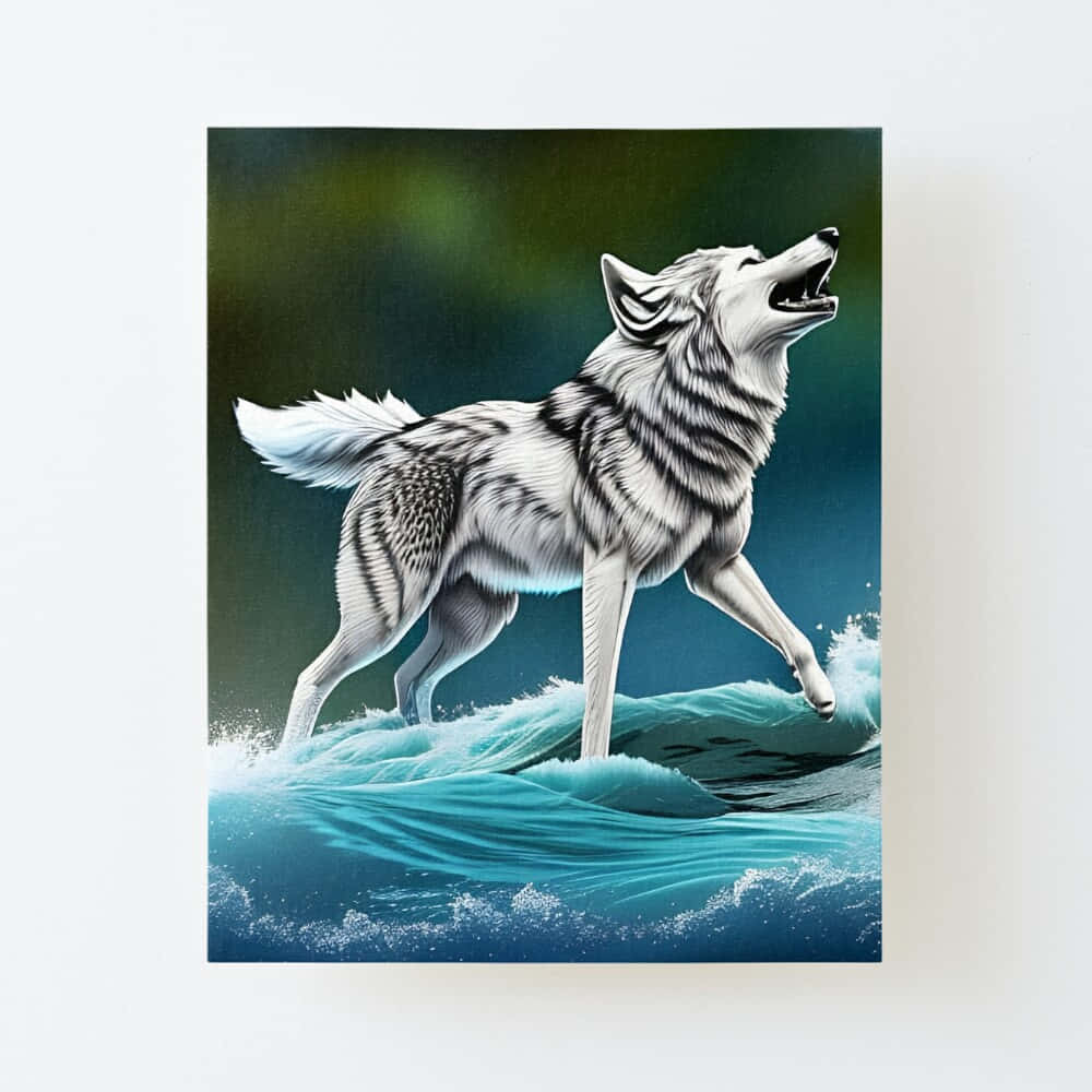 Wolf In Water, white wolf, striped fur, SD Desktop Wallpaper