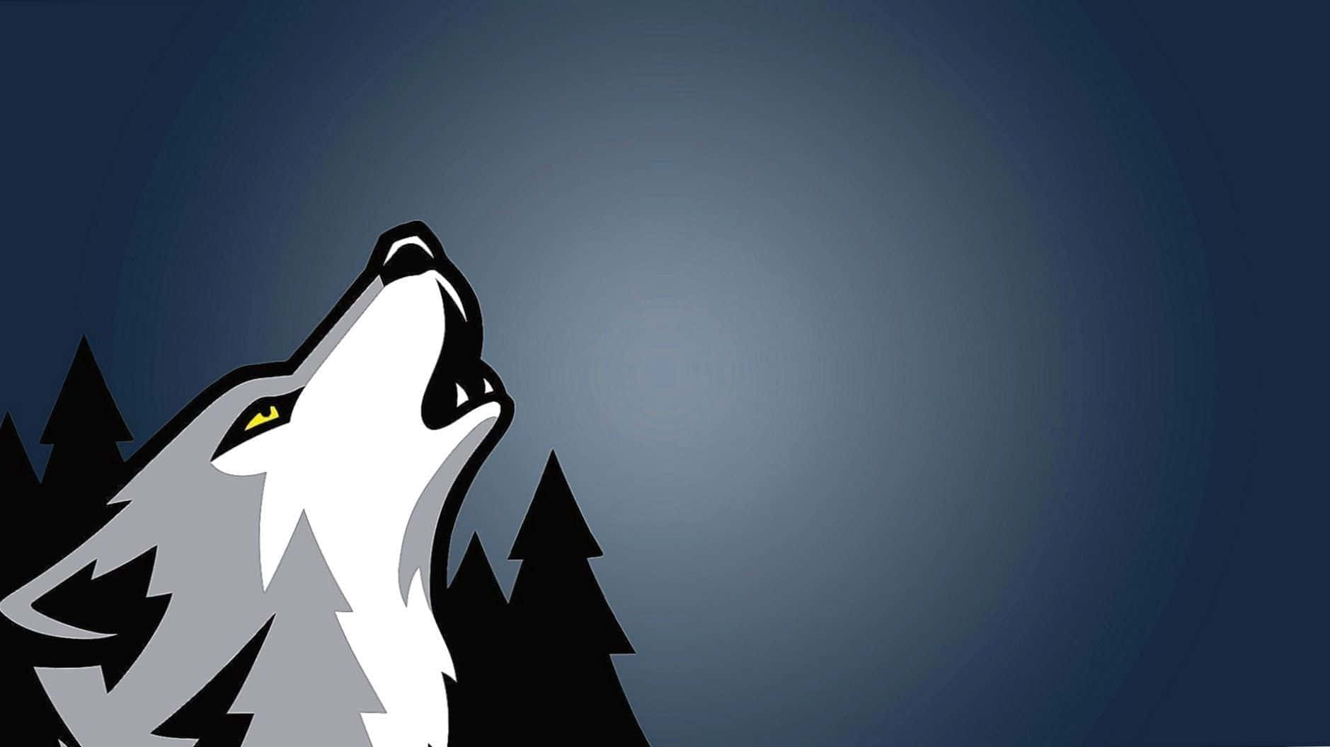 wolf minimalist, gradient night sky, silhouetted pine trees, HD Desktop Wallpaper