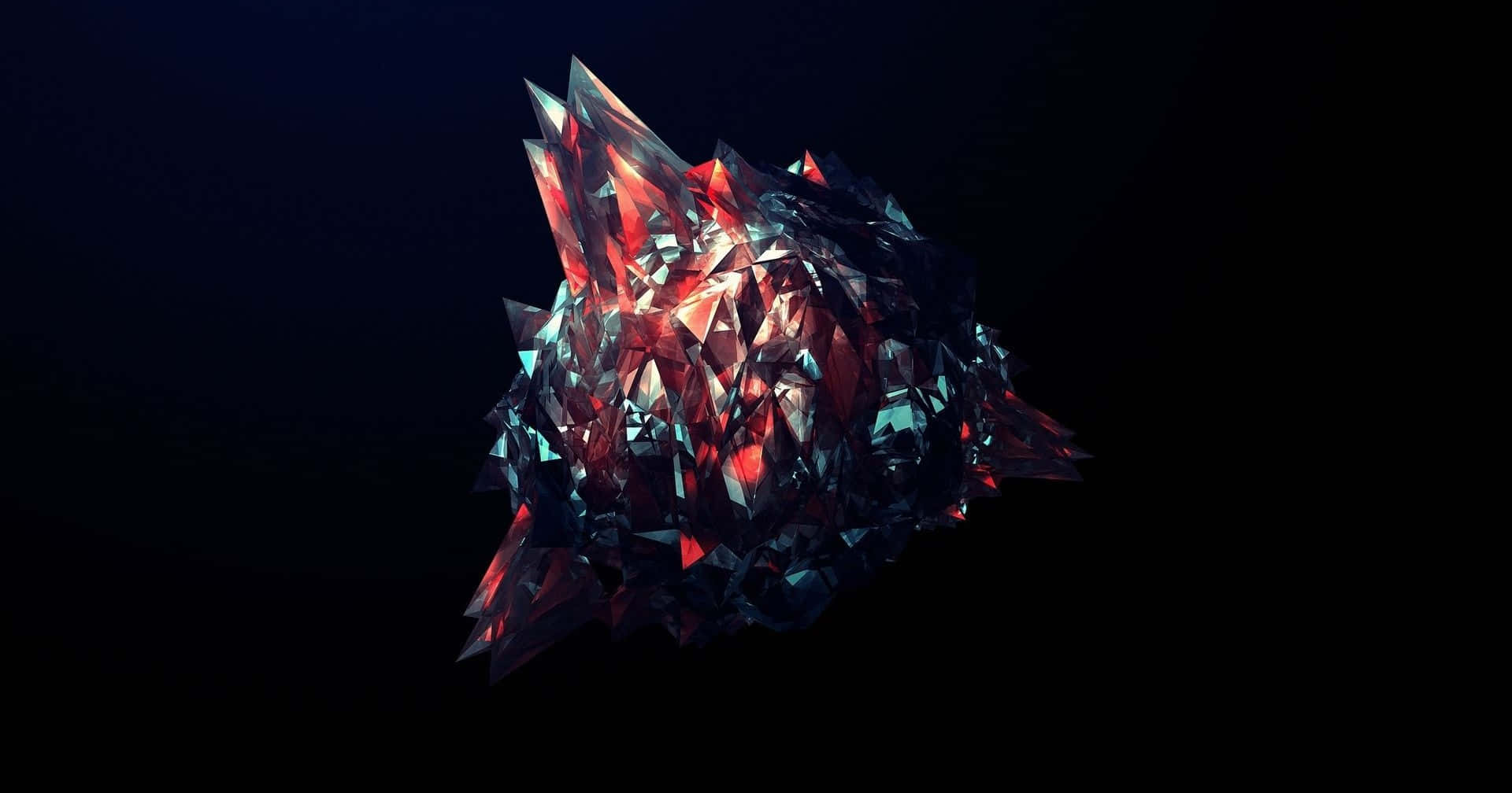 wolf minimalist, glowing red and blue crystalline structure, sharp facets, Full HD Desktop Wallpaper
