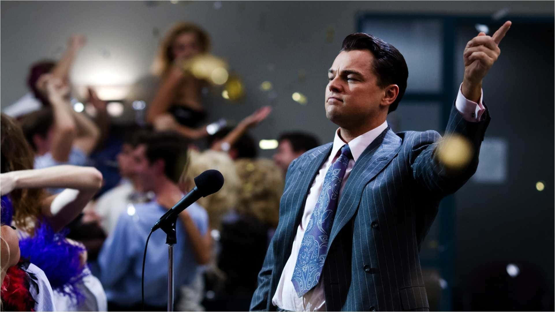 pinstripe suit, microphone, confetti, Full HD Desktop Wallpaper
