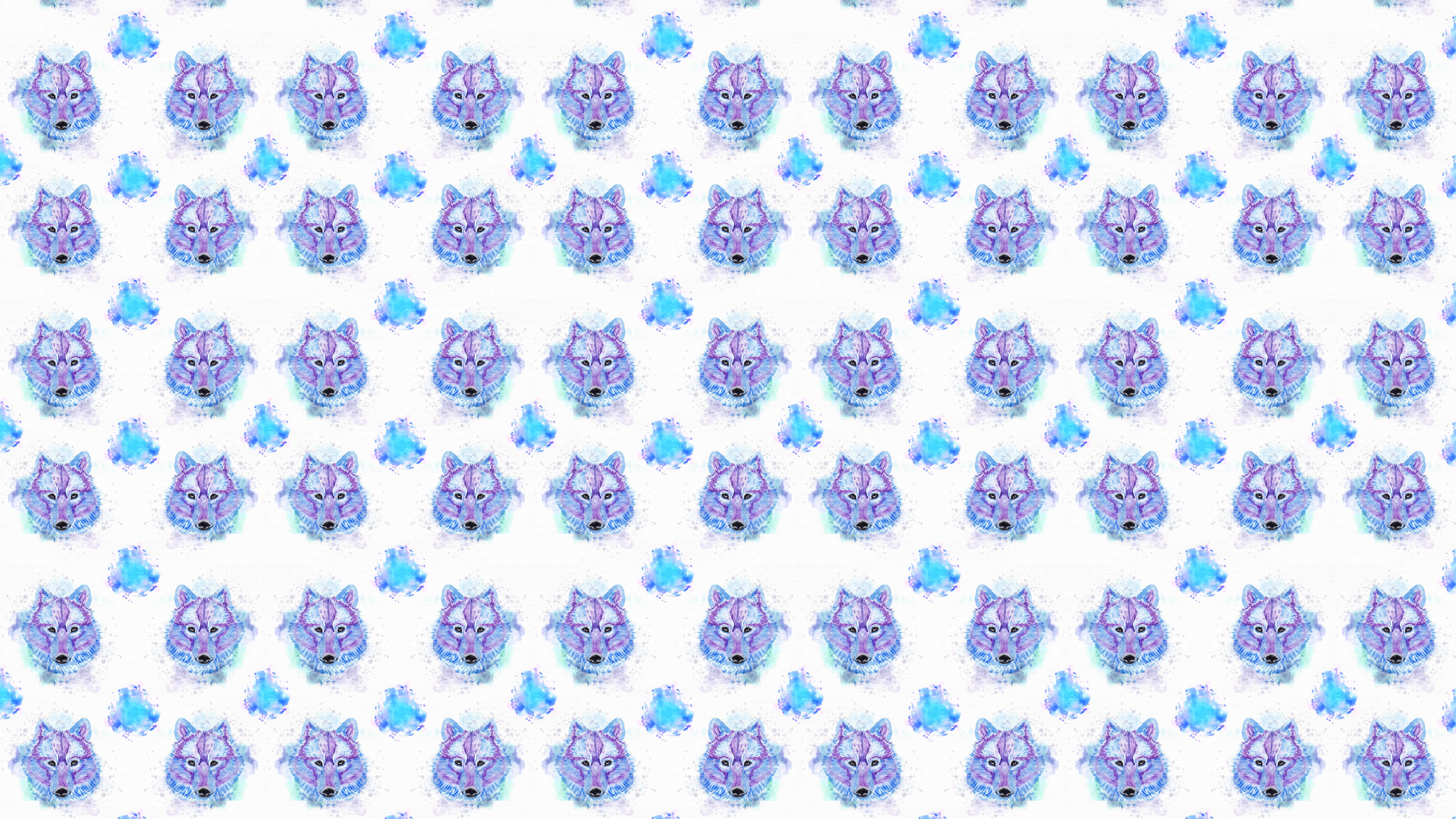 wolf pattern, purple, blue, 4K Desktop Wallpaper