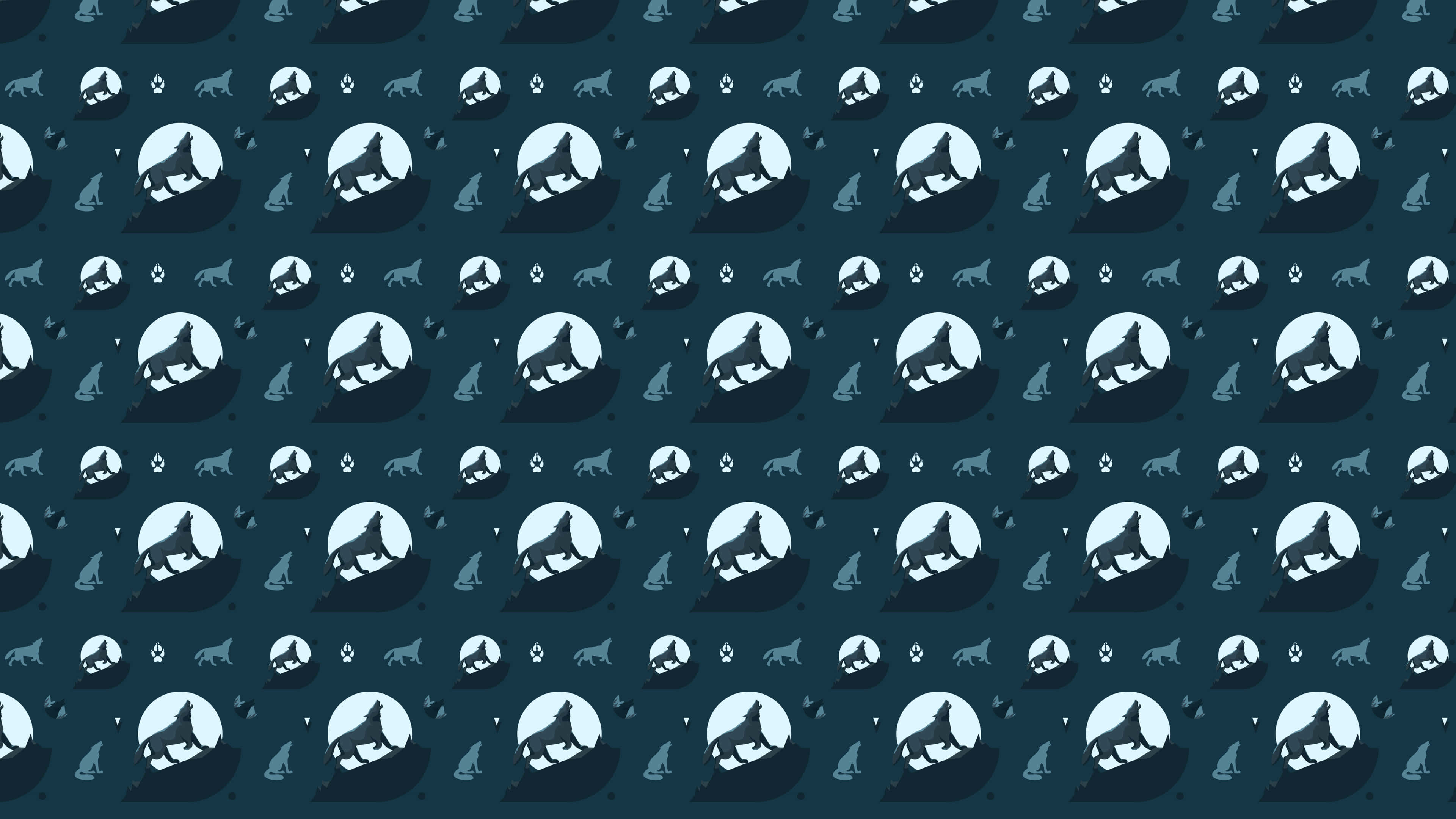Wolf Pattern, stylized wolves, full moons, 4K Desktop Wallpaper