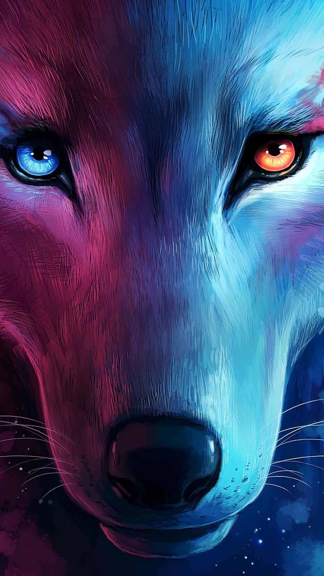 Wolf Phone, blue eye, orange eye, Full HD Phone Wallpaper