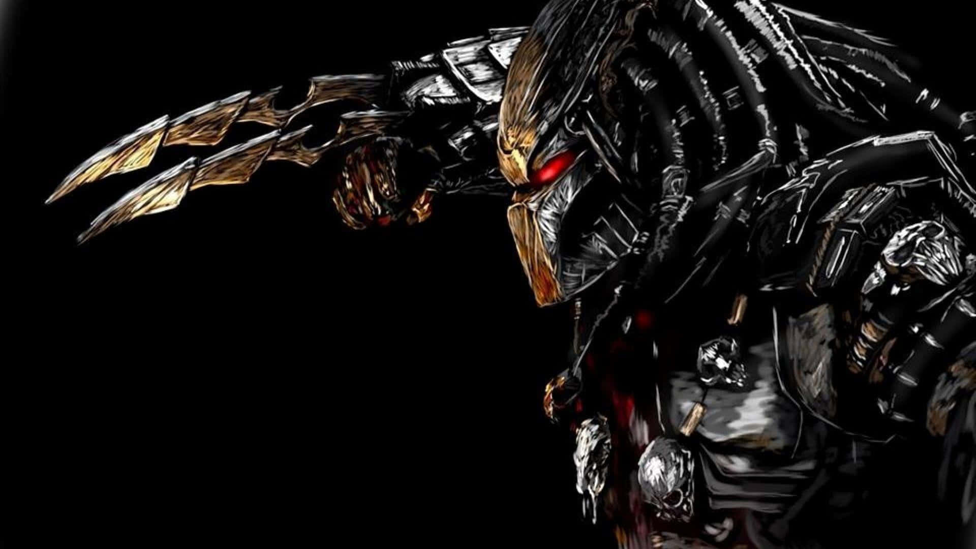 Wolf Predator, Predator warrior, glowing red eyes, Full HD Desktop Wallpaper