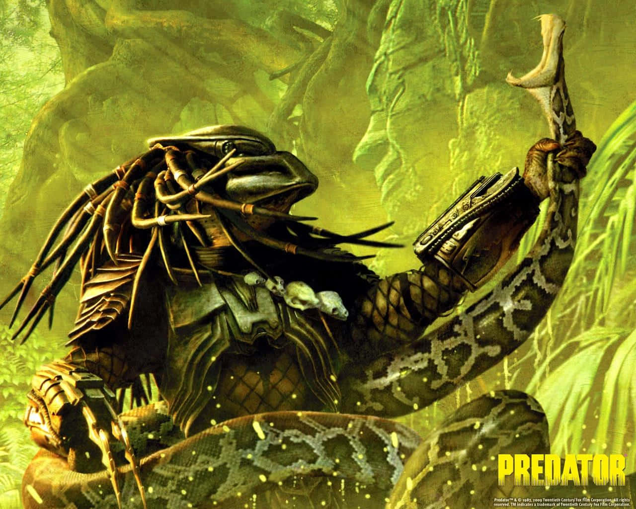 Predator warrior, jungle foliage, bone-tipped weapon, HD Desktop Wallpaper