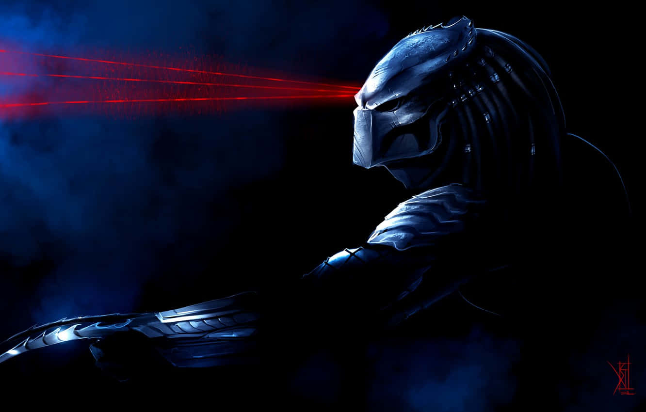 Wolf Predator, dark blue armor, glowing red laser beams, HD Desktop Wallpaper